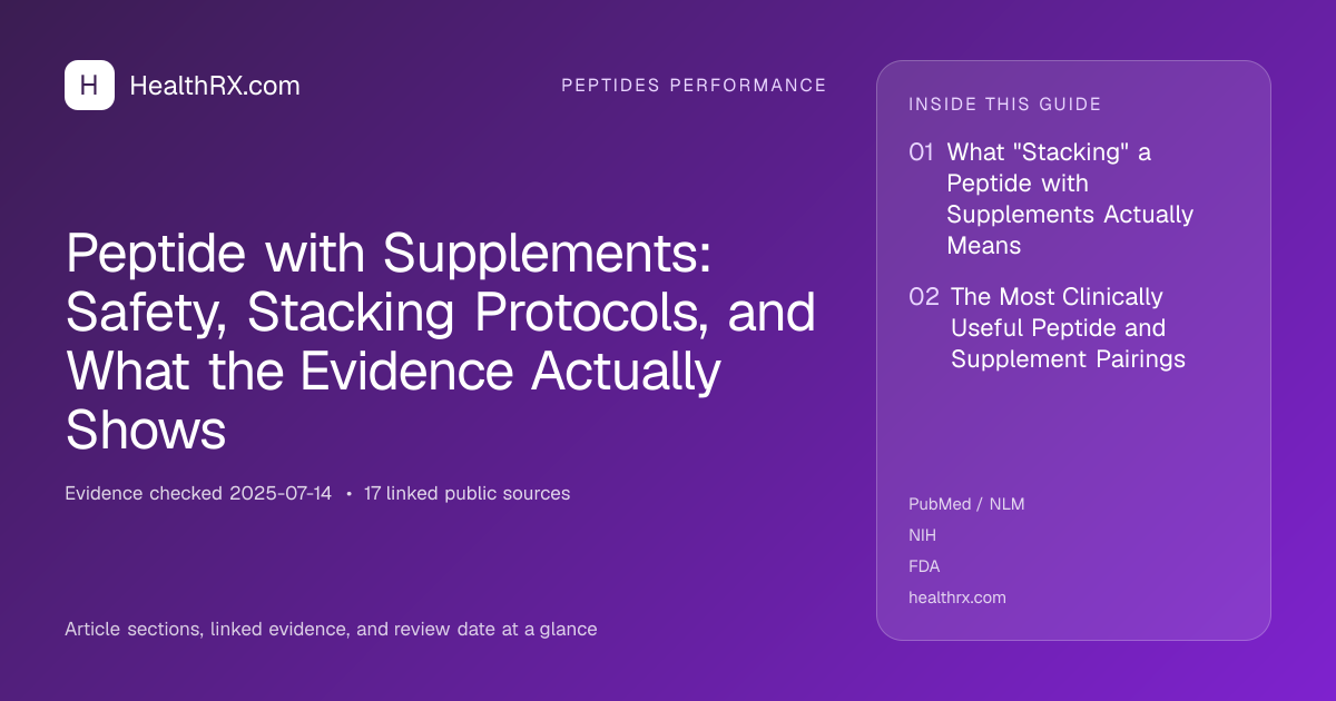 Evidence overview for Peptide with Supplements: Safety, Stacking Protocols, and What the Evidence Actually Shows