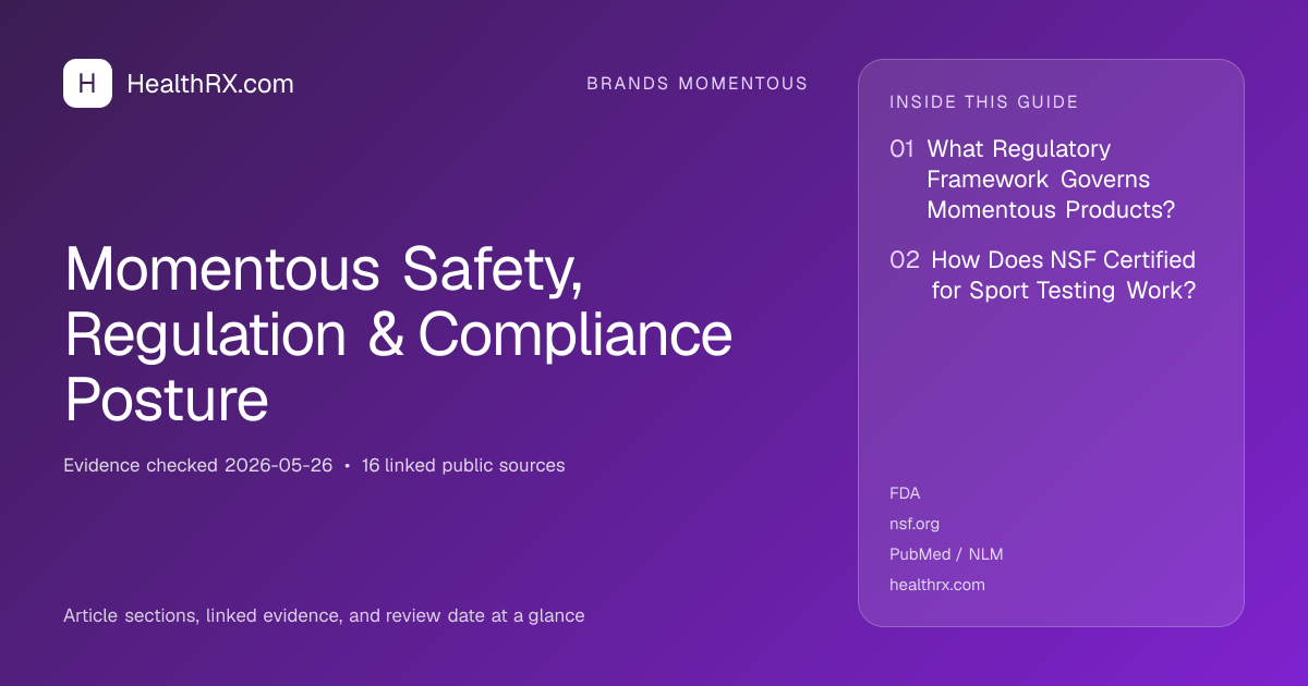 Evidence overview for Momentous Safety, Regulation & Compliance Posture