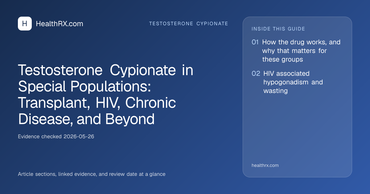 Evidence overview for Testosterone Cypionate in Special Populations: Transplant, HIV, Chronic Disease, and Beyond
