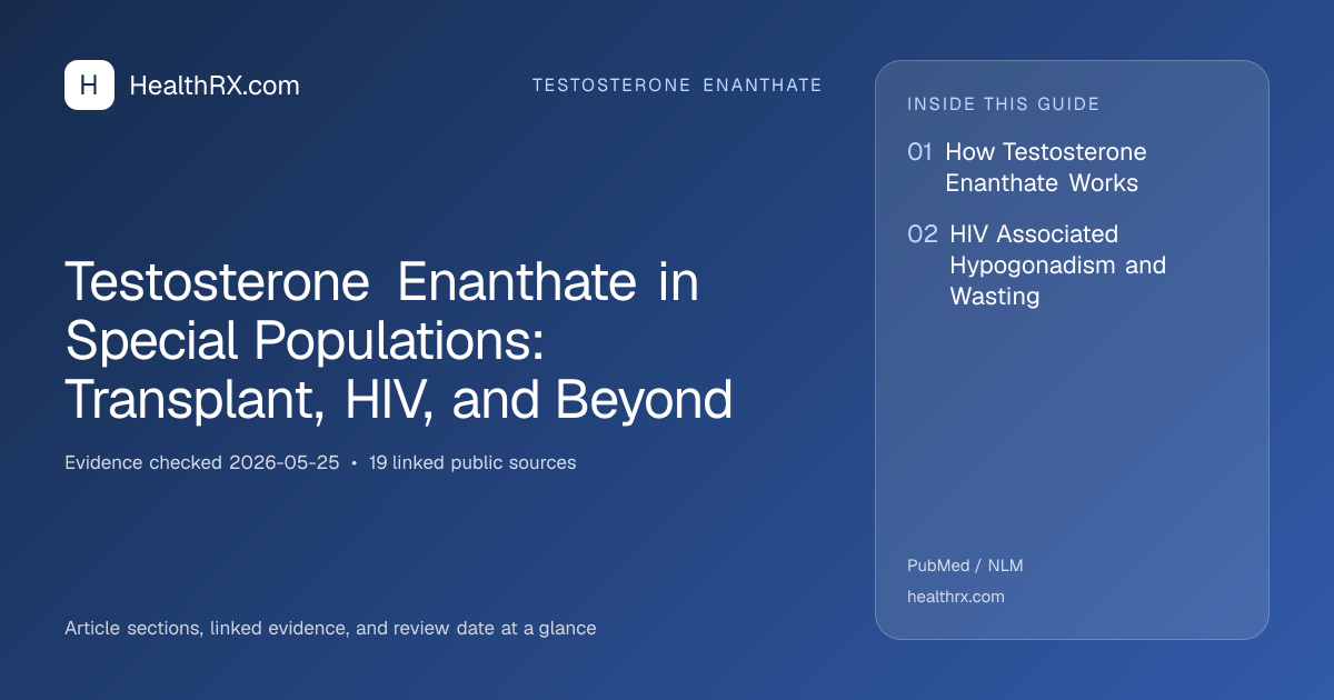 Evidence overview for Testosterone Enanthate in Special Populations: Transplant, HIV, and Beyond