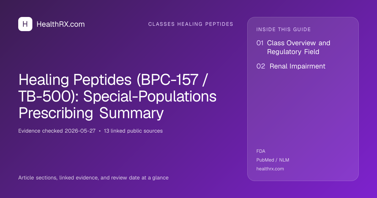 Evidence overview for Healing Peptides (BPC-157 / TB-500): Special-Populations Prescribing Summary