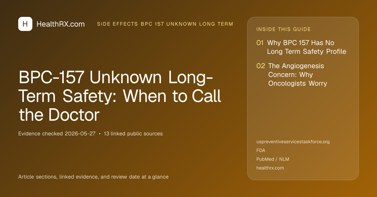 Evidence overview for BPC-157 Unknown Long-Term Safety: When to Call the Doctor