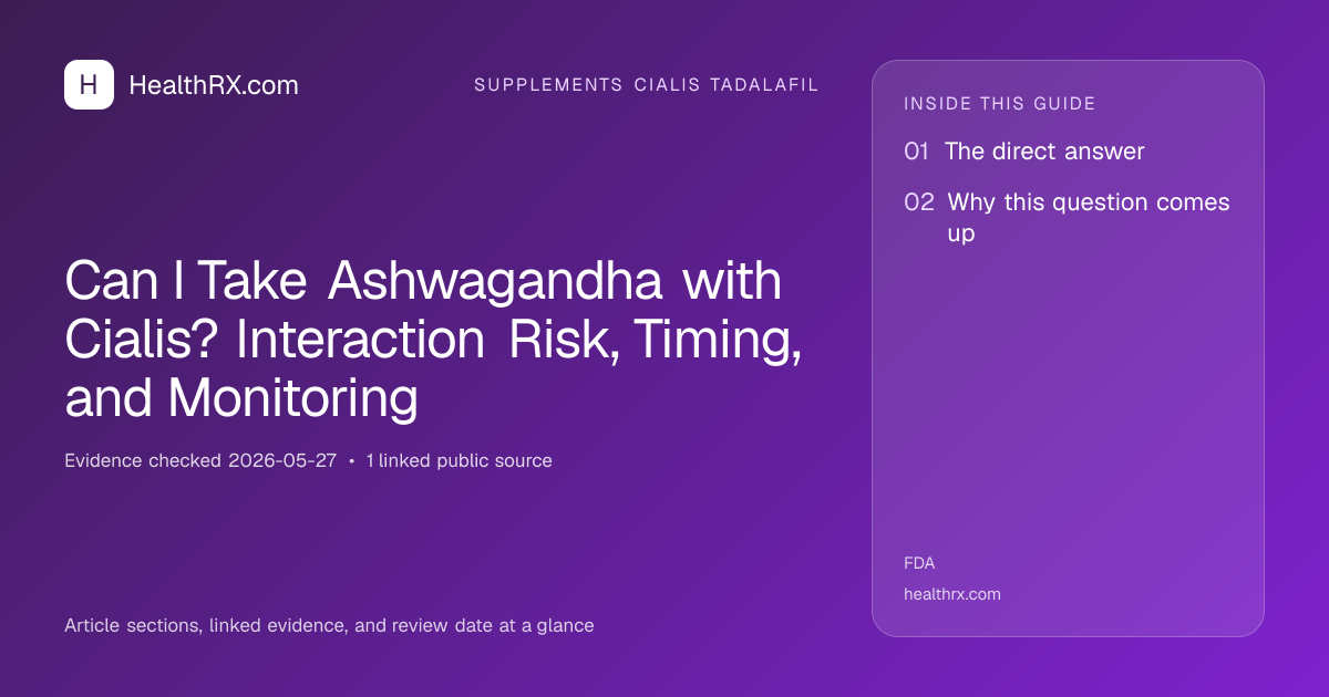Evidence overview for Can I Take Ashwagandha with Cialis? Interaction Risk, Timing, and Monitoring