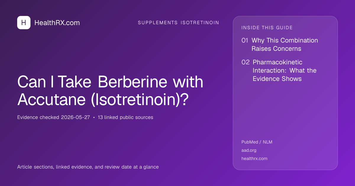 Evidence overview for supplements isotretinoin: Can I Take Berberine with Accutane (Isotretinoin)?