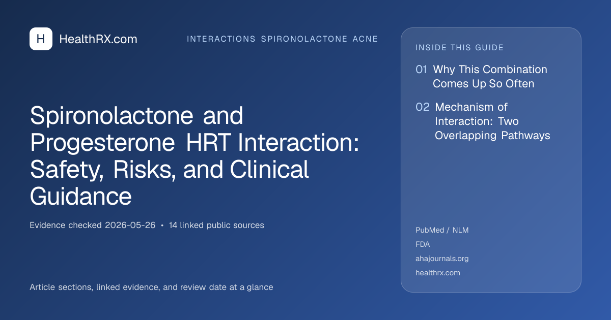 Evidence overview for Spironolactone and Progesterone HRT Interaction: Safety, Risks, and Clinical Guidance
