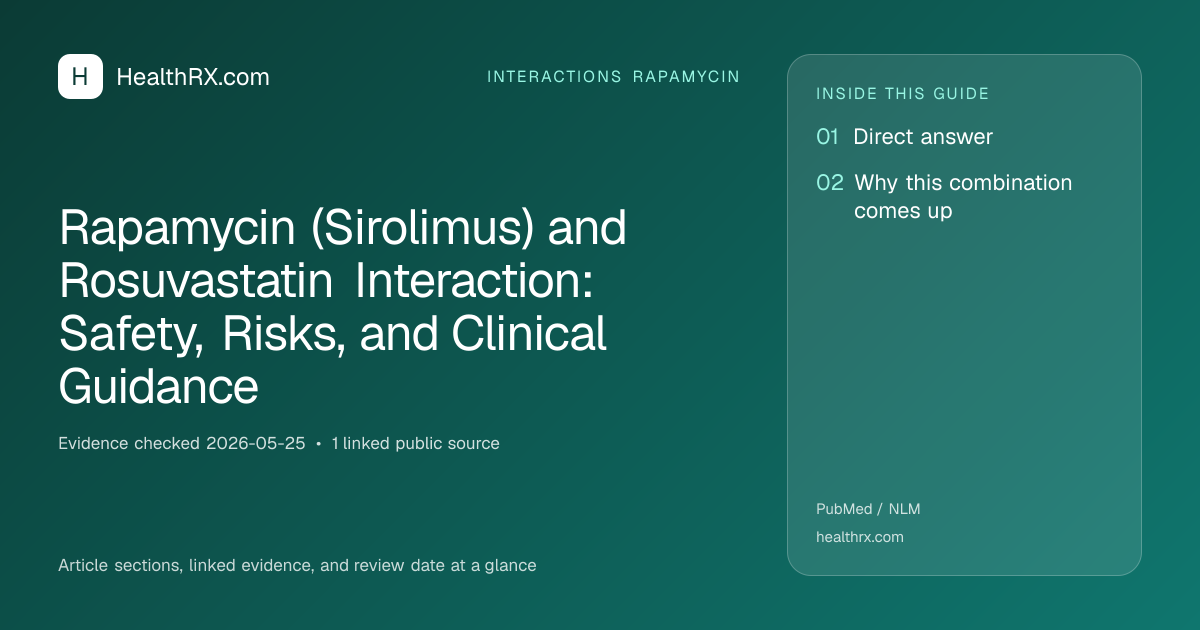 Evidence overview for Rapamycin (Sirolimus) and Rosuvastatin Interaction: Safety, Risks, and Clinical Guidance