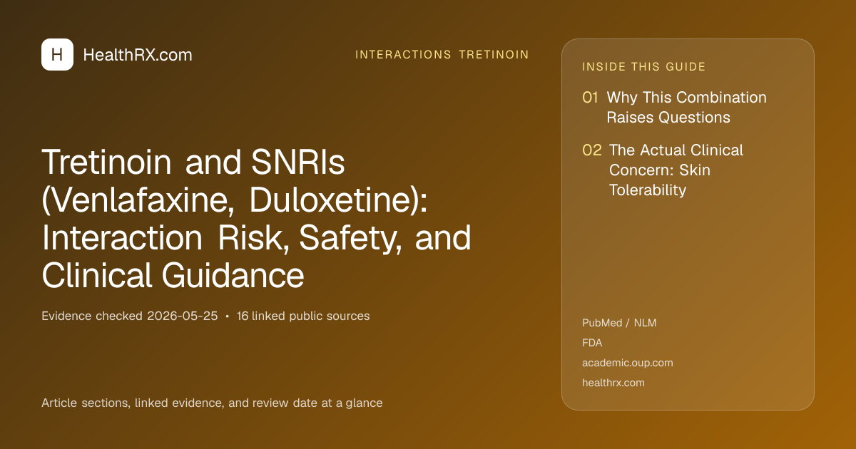 Evidence overview for Tretinoin and SNRIs (Venlafaxine, Duloxetine): Interaction Risk, Safety, and Clinical Guidance