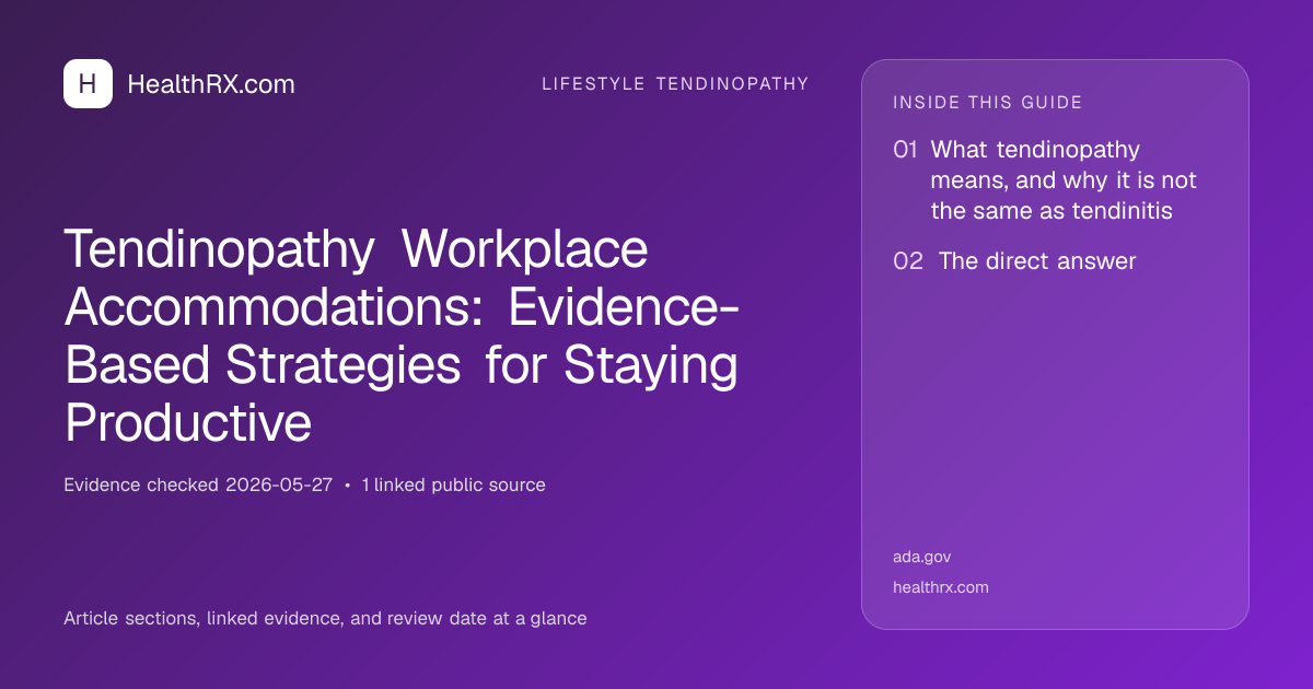 Evidence overview for lifestyle tendinopathy: Tendinopathy Workplace Accommodations: Evidence-Based Strategies for Staying Productive
