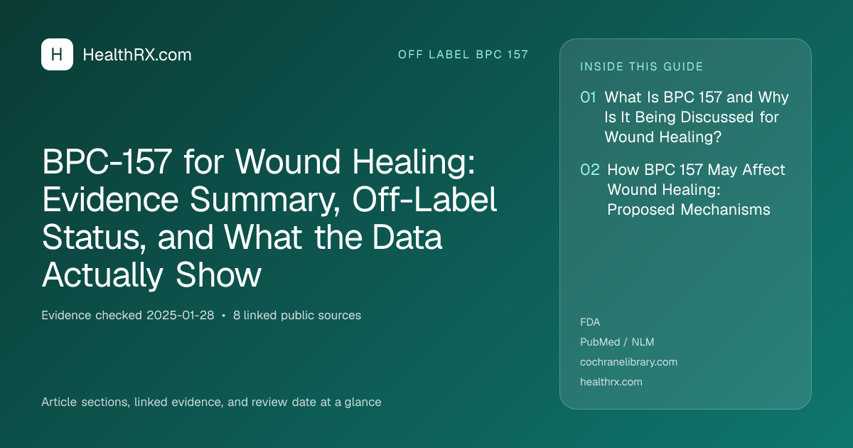 Evidence overview for BPC-157 for Wound Healing: Evidence Summary, Off-Label Status, and What the Data Actually Show