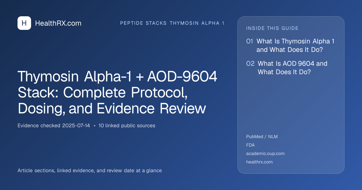 Evidence overview for Thymosin Alpha-1 + AOD-9604 Stack: Complete Protocol, Dosing, and Evidence Review