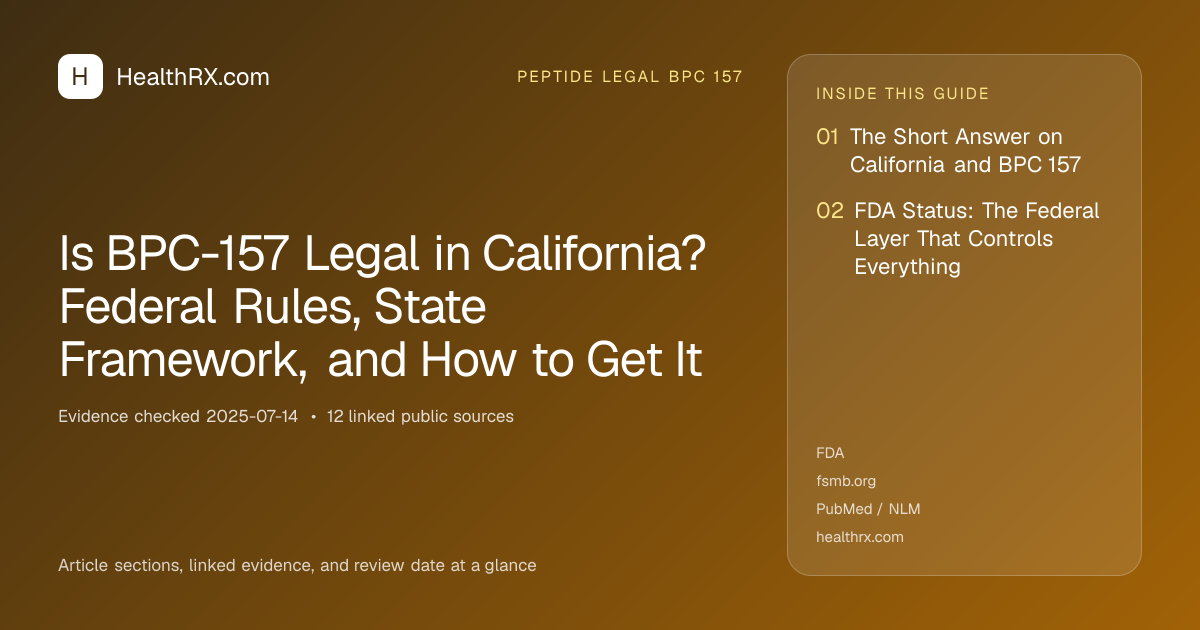 Evidence overview for Is BPC-157 Legal in California? Federal Rules, State Framework, and How to Get It
