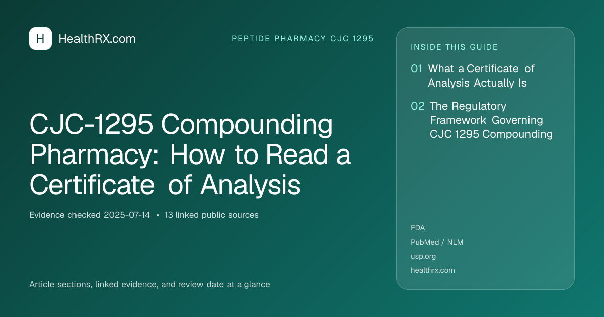 Evidence overview for CJC-1295 Compounding Pharmacy: How to Read a Certificate of Analysis