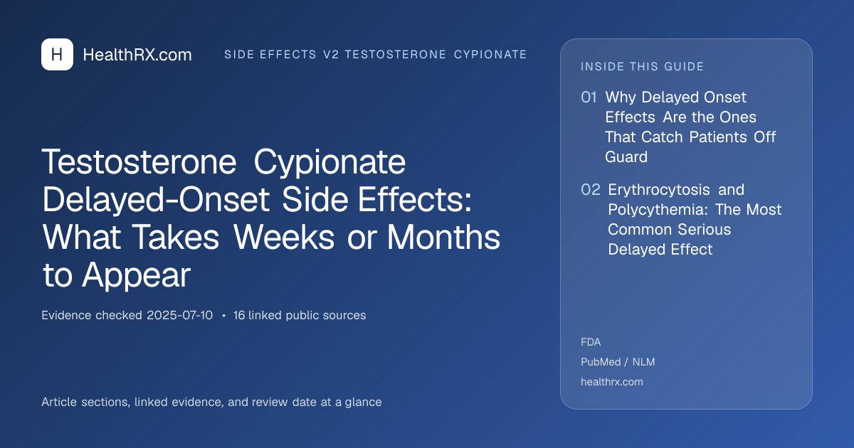Evidence overview for Testosterone Cypionate Delayed-Onset Side Effects: What Takes Weeks or Months to Appear