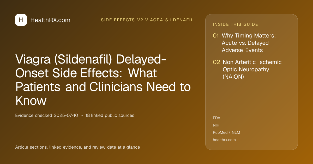 Evidence overview for Viagra (Sildenafil) Delayed-Onset Side Effects: What Patients and Clinicians Need to Know