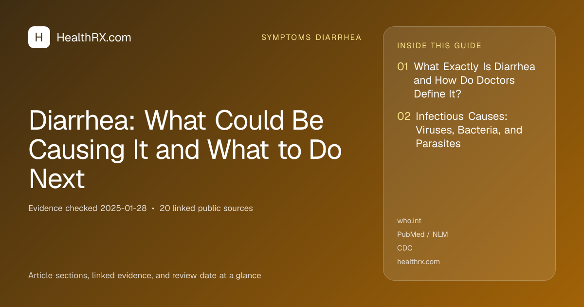 Evidence overview for symptoms diarrhea: Diarrhea: What Could Be Causing It and What to Do Next