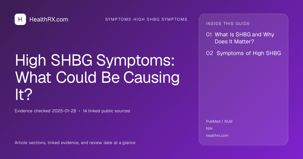 Evidence overview for symptoms high shbg symptoms: High SHBG Symptoms: What Could Be Causing It?