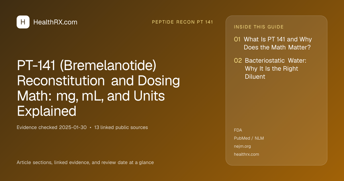 Evidence overview for PT-141 (Bremelanotide) Reconstitution and Dosing Math: mg, mL, and Units Explained
