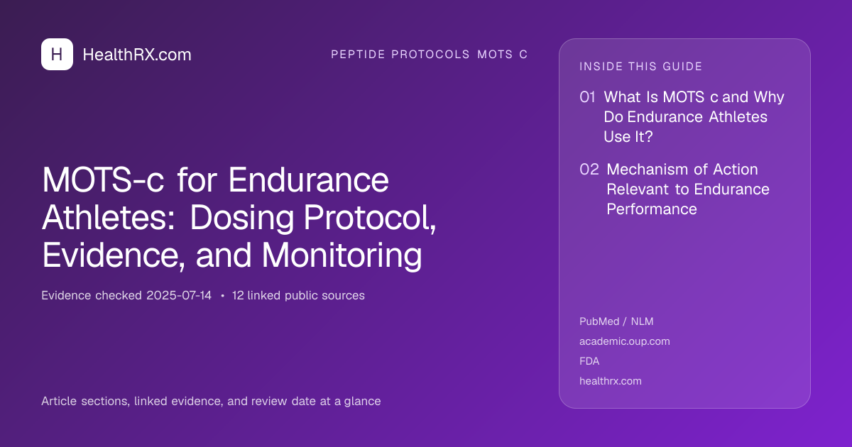 Evidence overview for MOTS-c for Endurance Athletes: Dosing Protocol, Evidence, and Monitoring