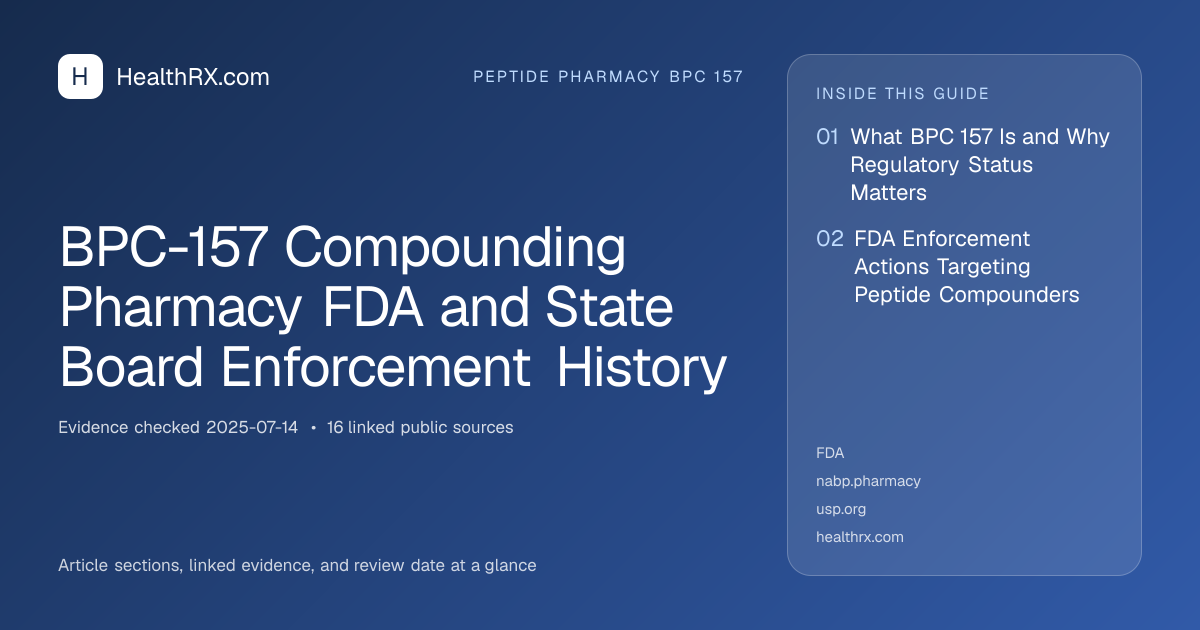 Evidence overview for BPC-157 Compounding Pharmacy FDA and State Board Enforcement History