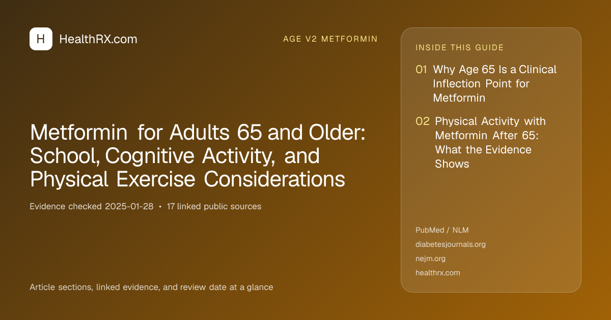 Evidence overview for age v2 metformin: Metformin for Adults 65 and Older: School, Cognitive Activity, and Physical Exercise Considerations
