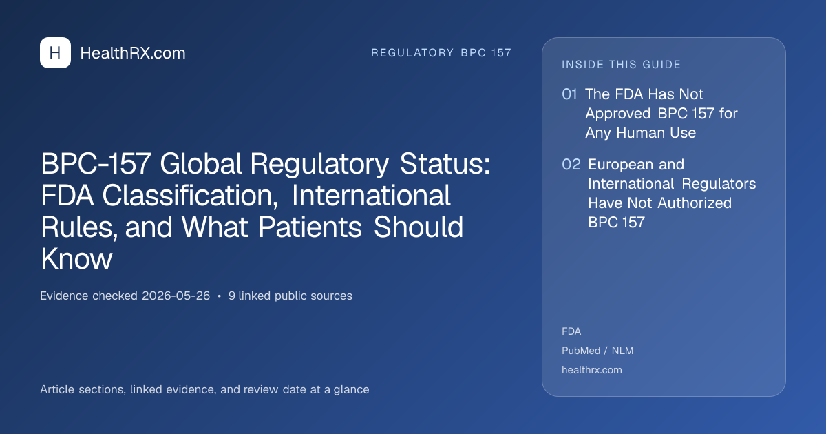 Evidence overview for BPC-157 Global Regulatory Status: FDA Classification, International Rules, and What Patients Should Know