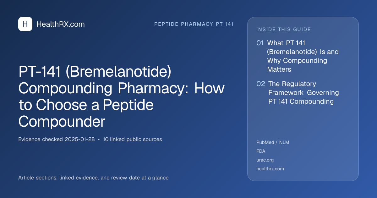 Evidence overview for PT-141 (Bremelanotide) Compounding Pharmacy: How to Choose a Peptide Compounder