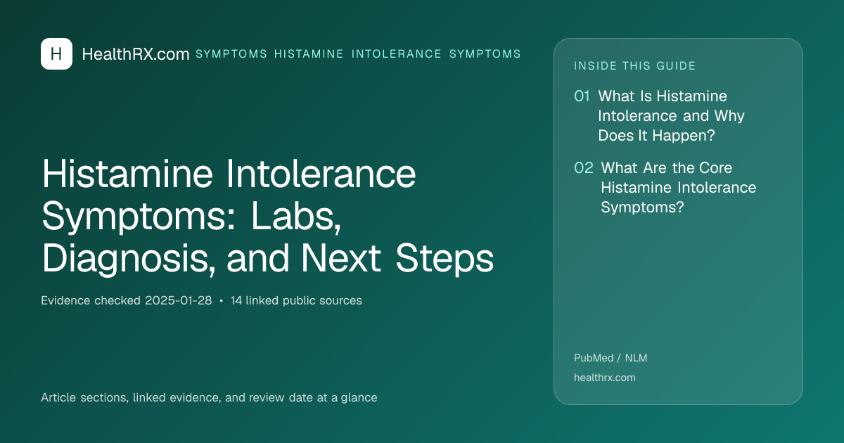 Evidence overview for Histamine Intolerance Symptoms: Labs, Diagnosis, and Next Steps