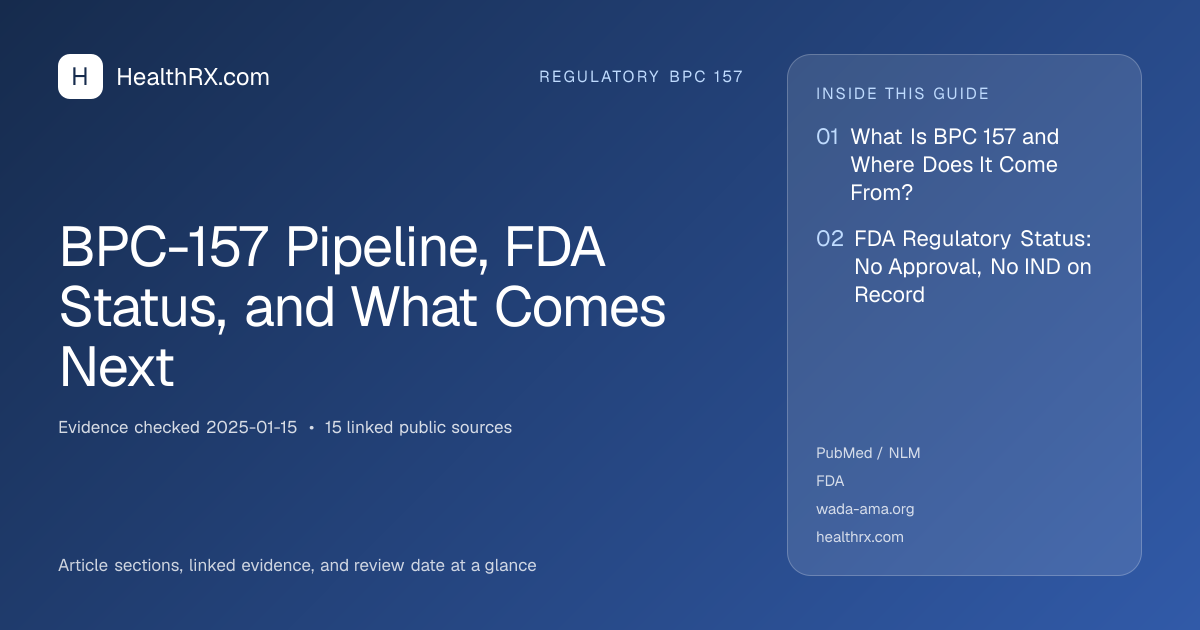 Evidence overview for BPC-157 Pipeline, FDA Status, and What Comes Next