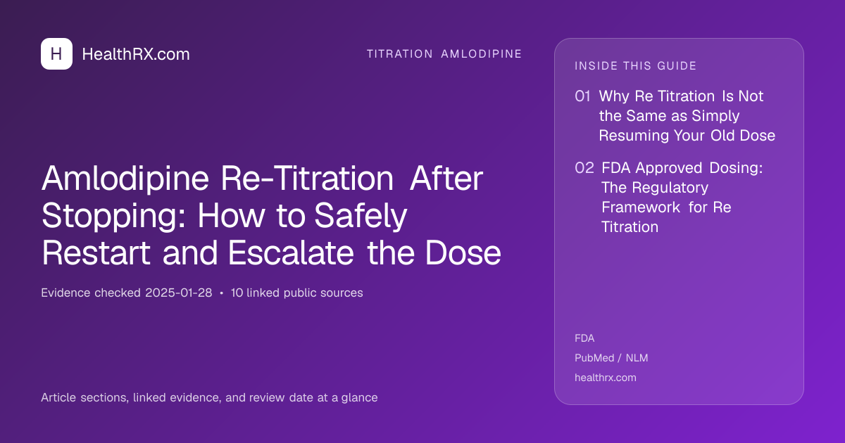 Evidence overview for titration amlodipine: Amlodipine Re-Titration After Stopping: How to Safely Restart and Escalate the Dose