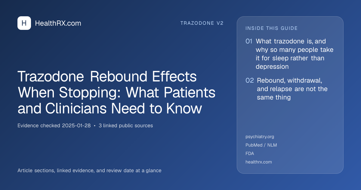 Evidence overview for Trazodone Rebound Effects When Stopping: What Patients and Clinicians Need to Know