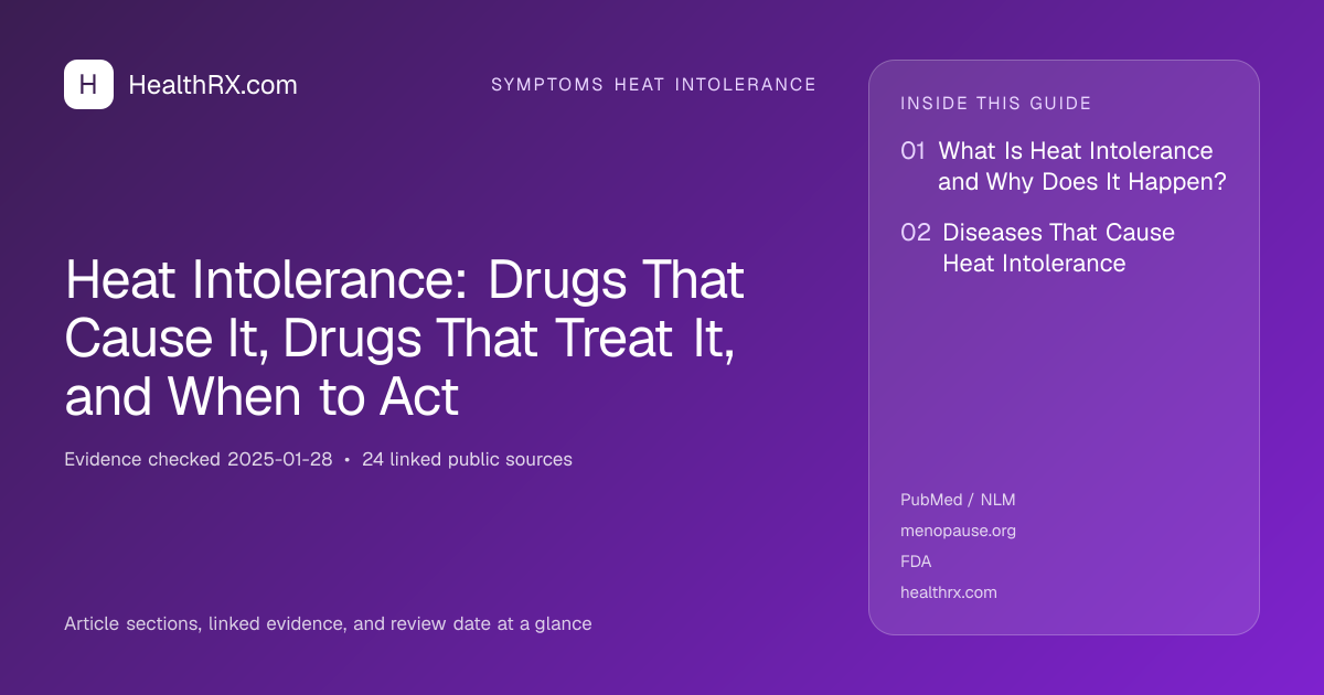 Evidence overview for symptoms heat intolerance: Heat Intolerance: Drugs That Cause It, Drugs That Treat It, and When to Act
