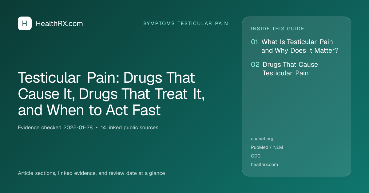 Evidence overview for Testicular Pain: Drugs That Cause It, Drugs That Treat It, and When to Act Fast