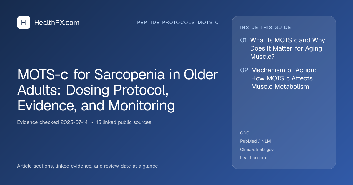 Evidence overview for MOTS-c for Sarcopenia in Older Adults: Dosing Protocol, Evidence, and Monitoring