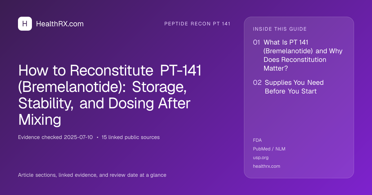 Evidence overview for How to Reconstitute PT-141 (Bremelanotide): Storage, Stability, and Dosing After Mixing