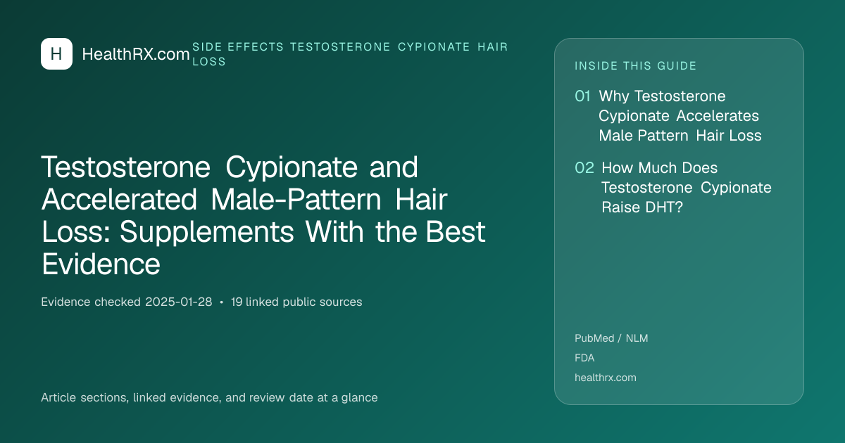Evidence overview for Testosterone Cypionate and Accelerated Male-Pattern Hair Loss: Supplements With the Best Evidence