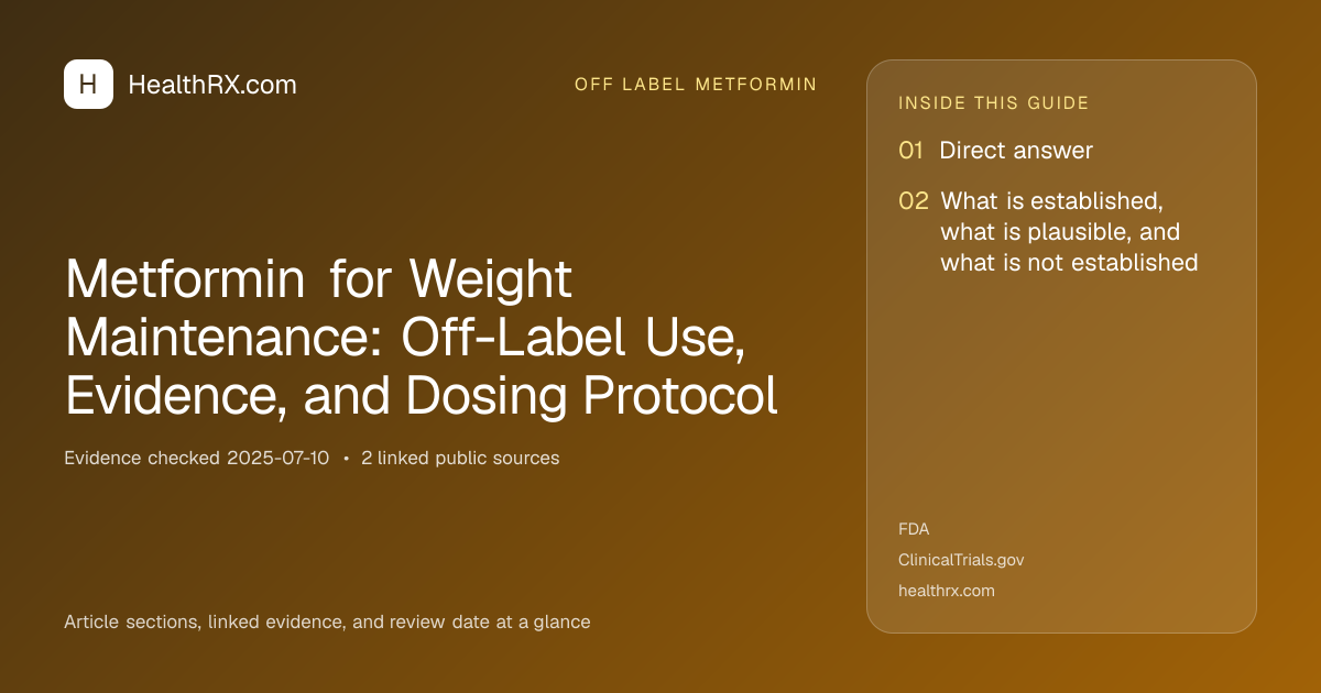 Evidence overview for Metformin for Weight Maintenance: Off-Label Use, Evidence, and Dosing Protocol