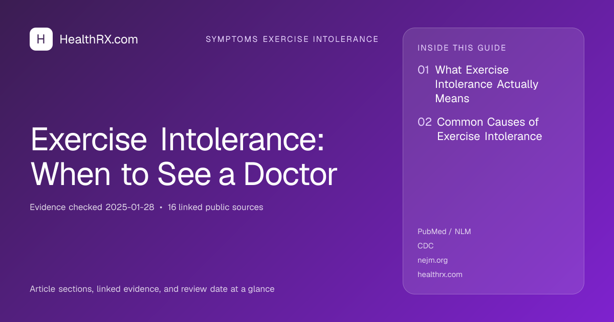 Evidence overview for symptoms exercise intolerance: Exercise Intolerance: When to See a Doctor