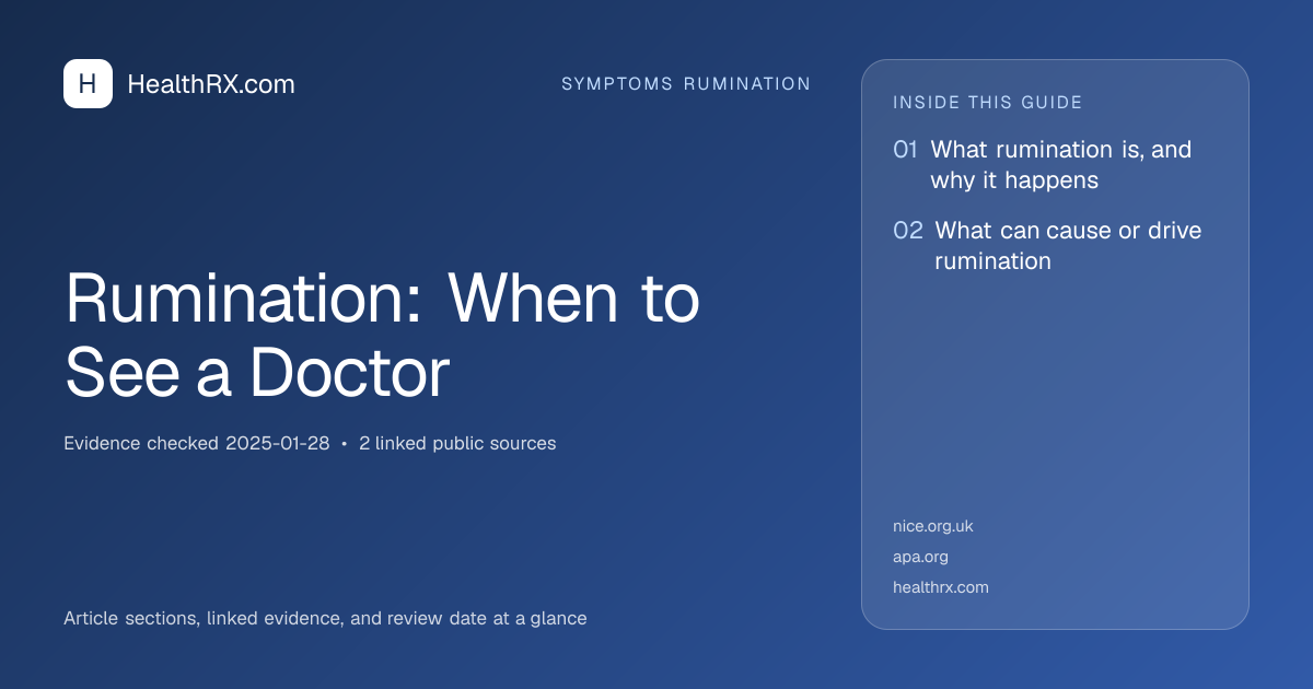 Evidence overview for symptoms rumination: Rumination: When to See a Doctor