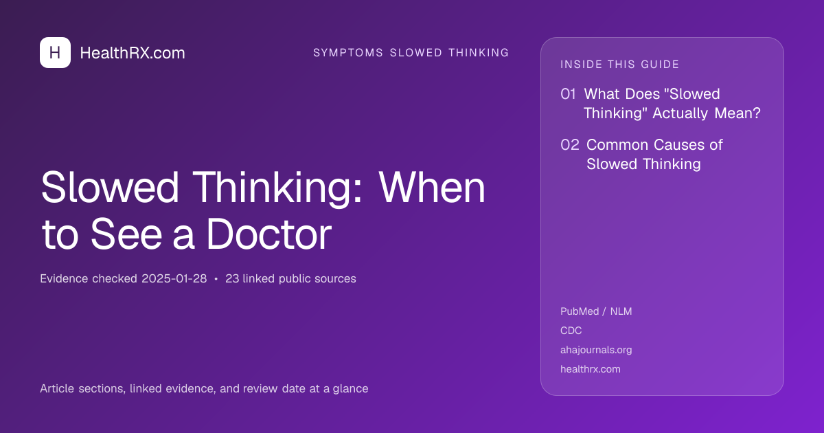 Evidence overview for symptoms slowed thinking: Slowed Thinking: When to See a Doctor
