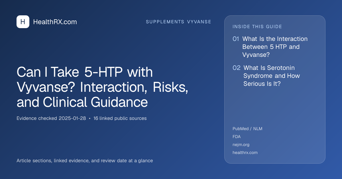 Evidence overview for Can I Take 5-HTP with Vyvanse? Interaction, Risks, and Clinical Guidance