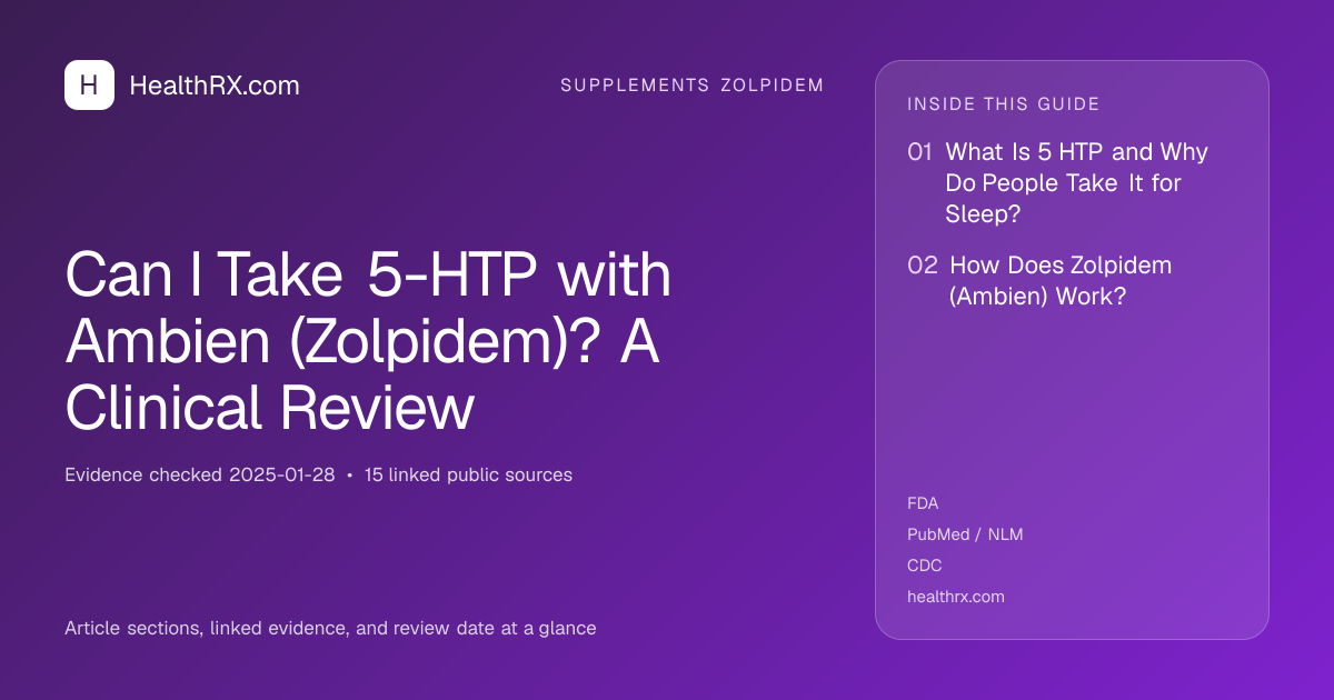 Evidence overview for supplements zolpidem: Can I Take 5-HTP with Ambien (Zolpidem)? A Clinical Review