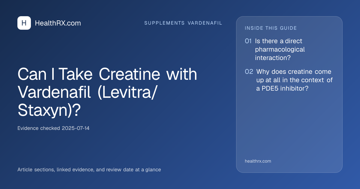 Evidence overview for supplements vardenafil: Can I Take Creatine with Vardenafil (Levitra/Staxyn)?