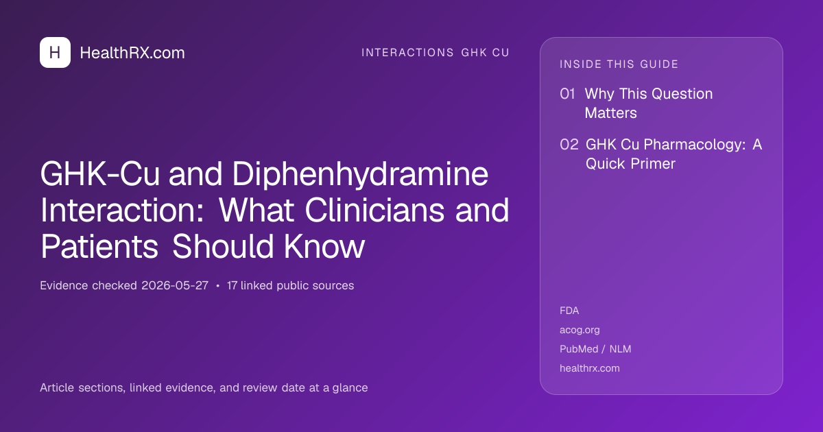 Evidence overview for GHK-Cu and Diphenhydramine Interaction: What Clinicians and Patients Should Know