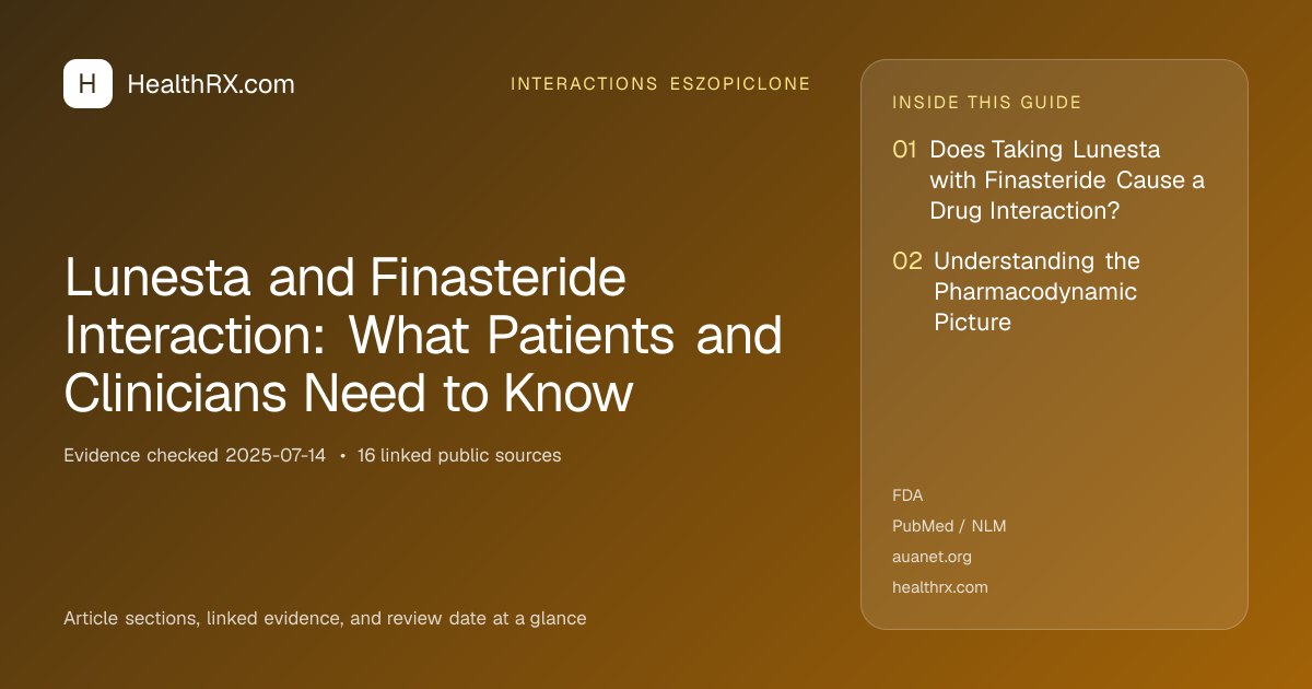 Evidence overview for interactions eszopiclone: Lunesta and Finasteride Interaction: What Patients and Clinicians Need to Know