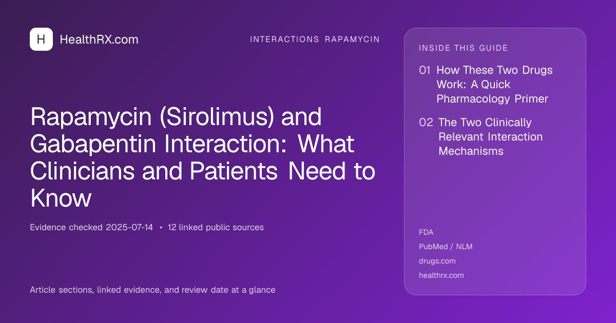 Evidence overview for Rapamycin (Sirolimus) and Gabapentin Interaction: What Clinicians and Patients Need to Know