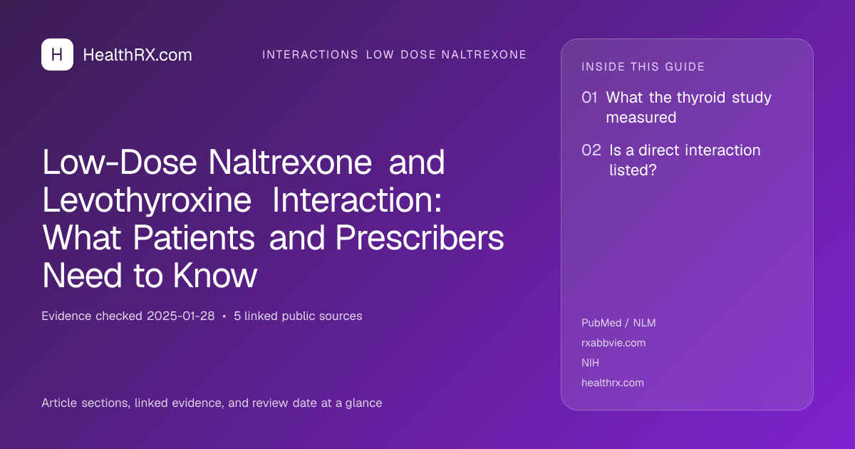 Evidence overview for interactions low dose naltrexone: Low-Dose Naltrexone and Levothyroxine Interaction: What Patients and Prescribers Need to Know