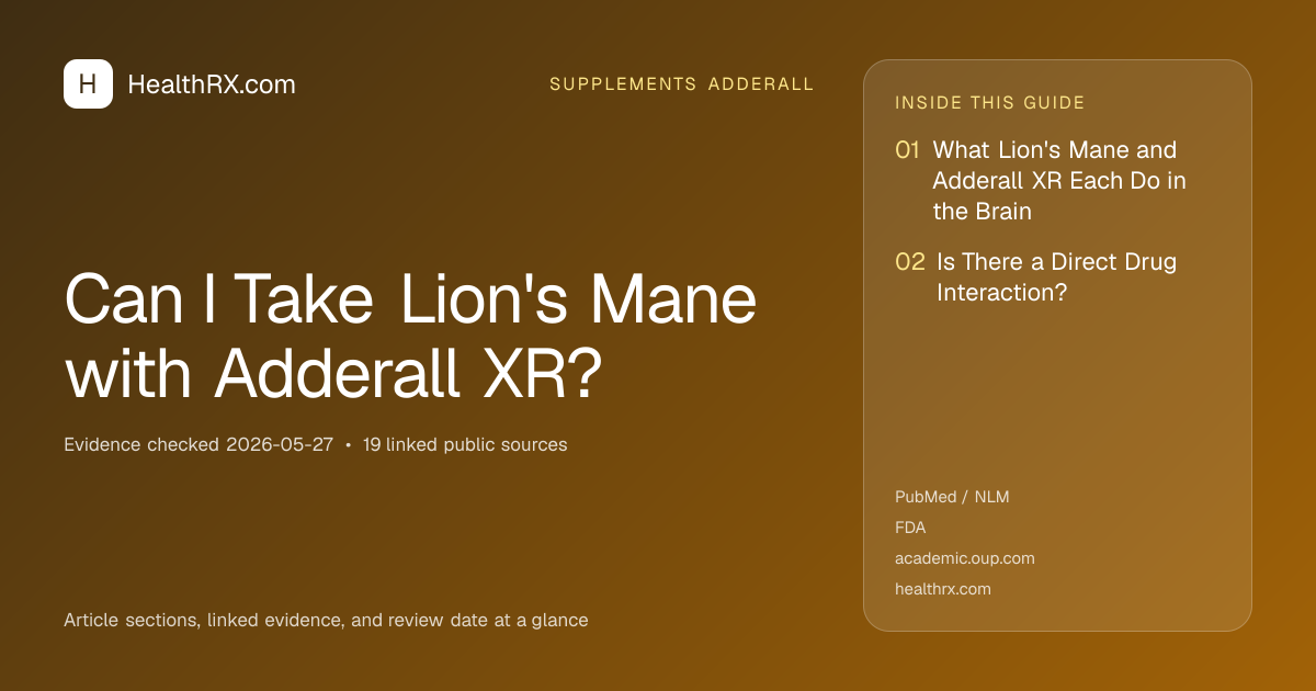 Evidence overview for supplements adderall: Can I Take Lion's Mane with Adderall XR?