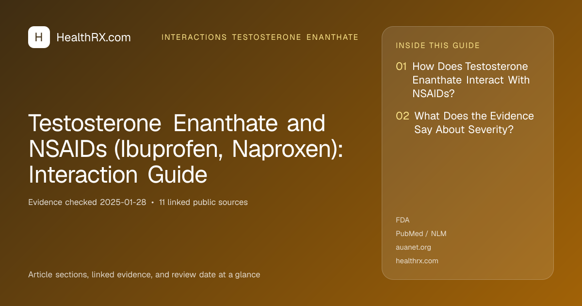 Evidence overview for Testosterone Enanthate and NSAIDs (Ibuprofen, Naproxen): Interaction Guide