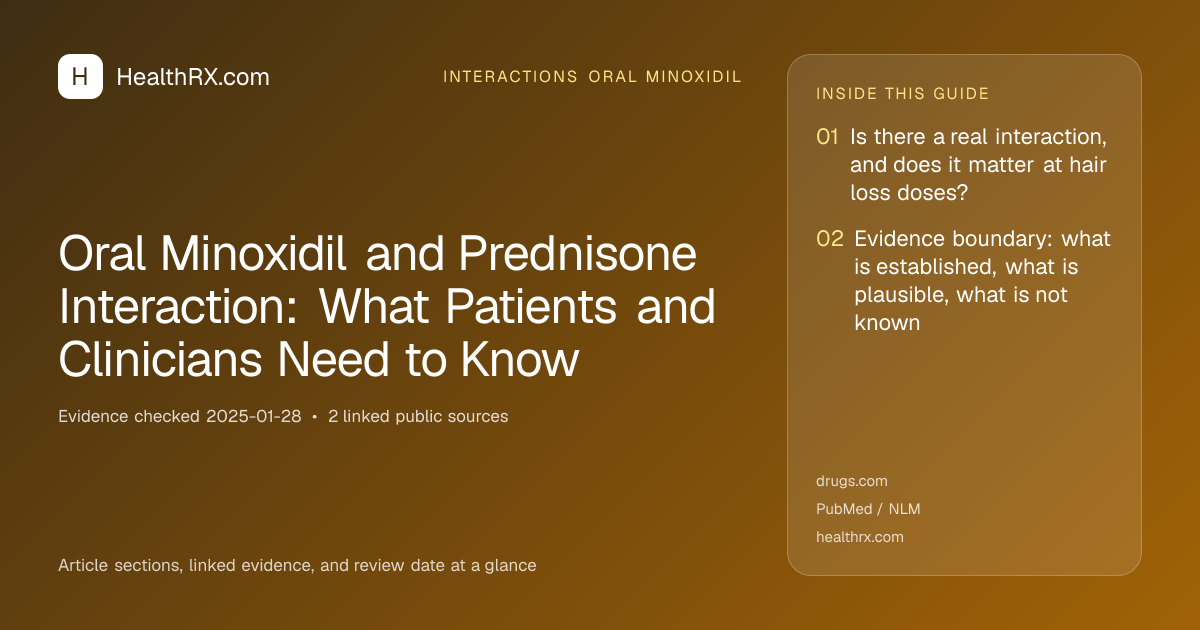 Evidence overview for interactions oral minoxidil: Oral Minoxidil and Prednisone Interaction: What Patients and Clinicians Need to Know