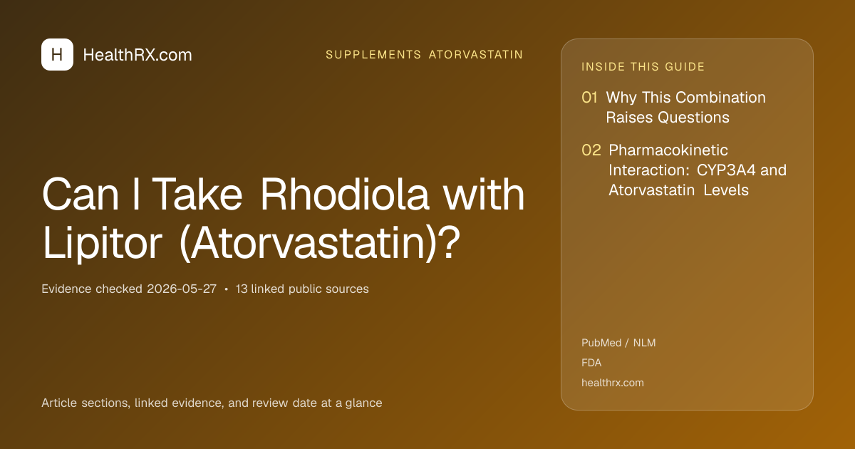 Evidence overview for supplements atorvastatin: Can I Take Rhodiola with Lipitor (Atorvastatin)?